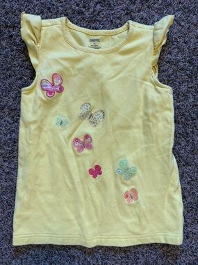 Gymboree Yellow Butterfly Embroidered Flutter-Sleeve Tank